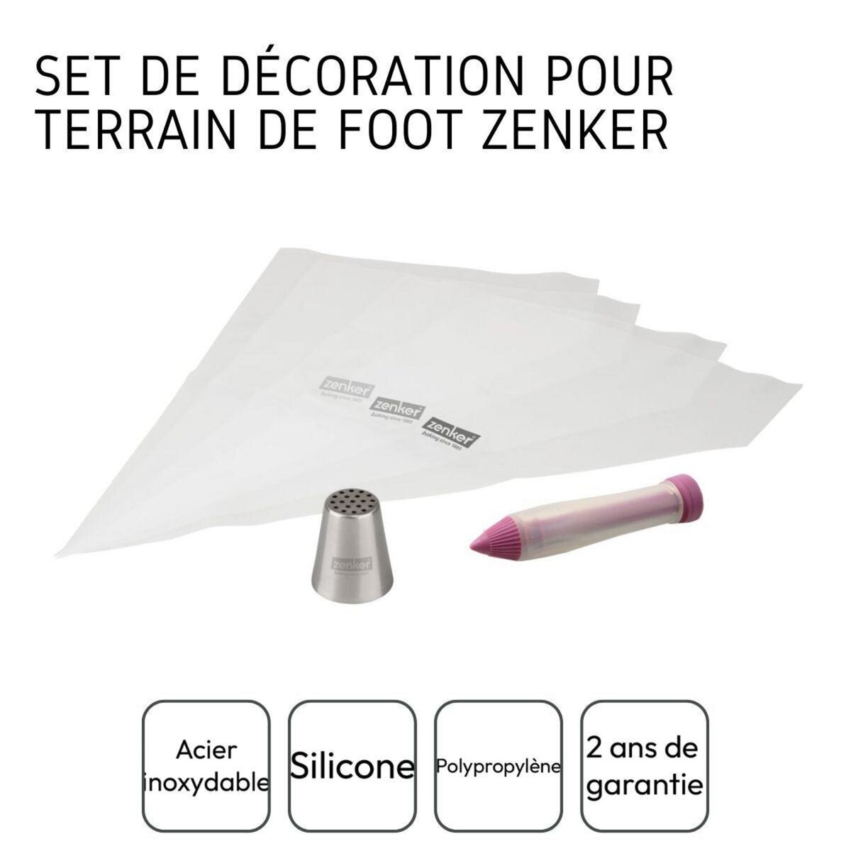 ZENKER Set de poches à douilles, douille et stylo de décoration pour gâteaux Zenker Spécial Football