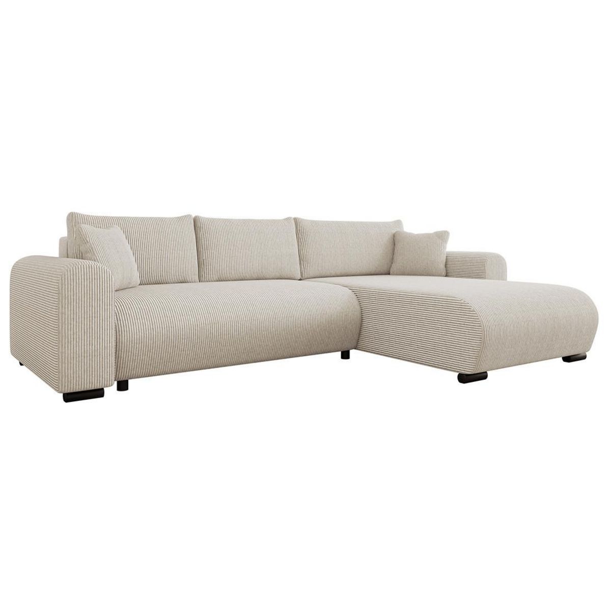 BEST MOBILIER Rosalie - canapé d'angle réversible 4 places convertible avec coffre en velours côtelé