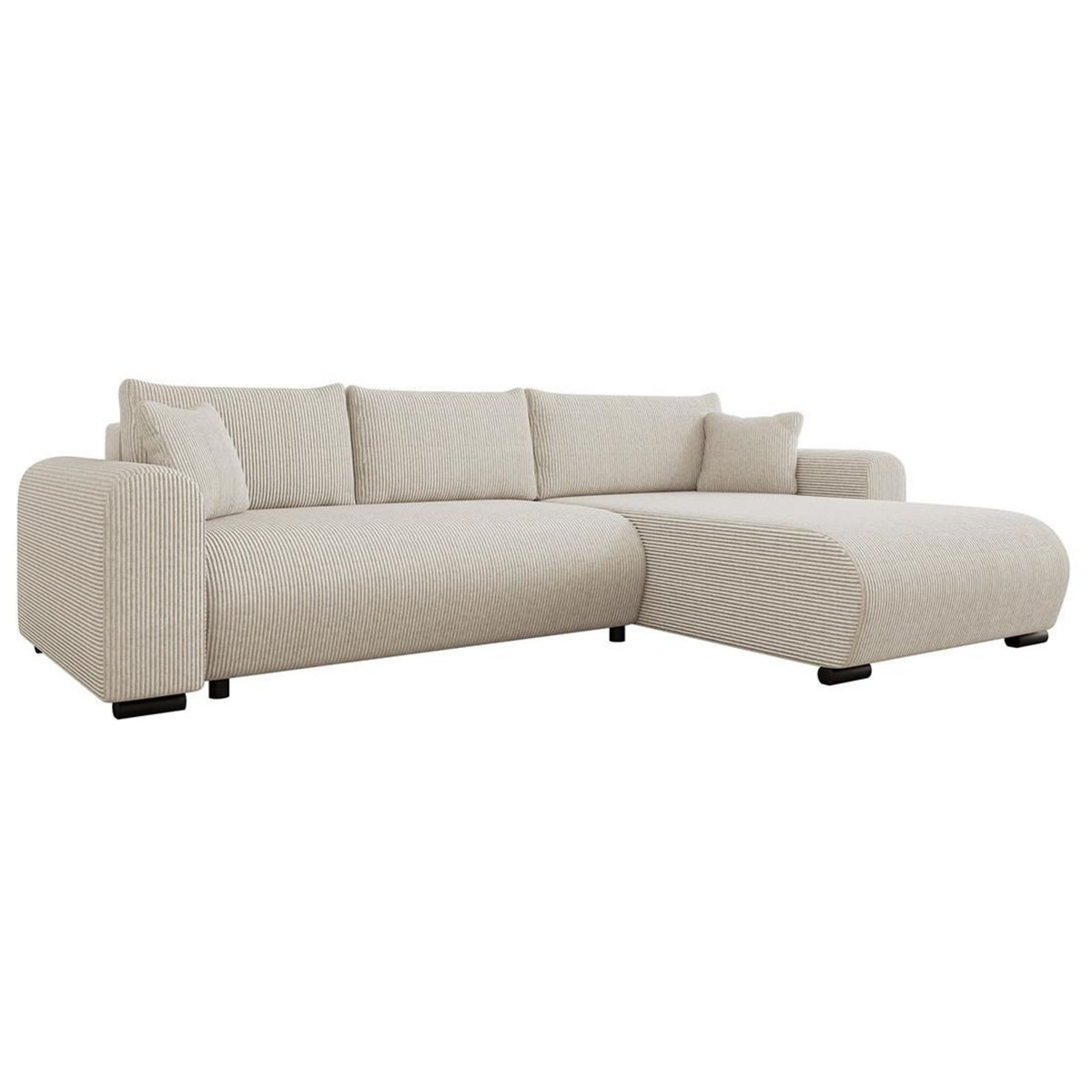 BEST MOBILIER Rosalie - canapé d'angle réversible 4 places convertible avec coffre en velours côtelé