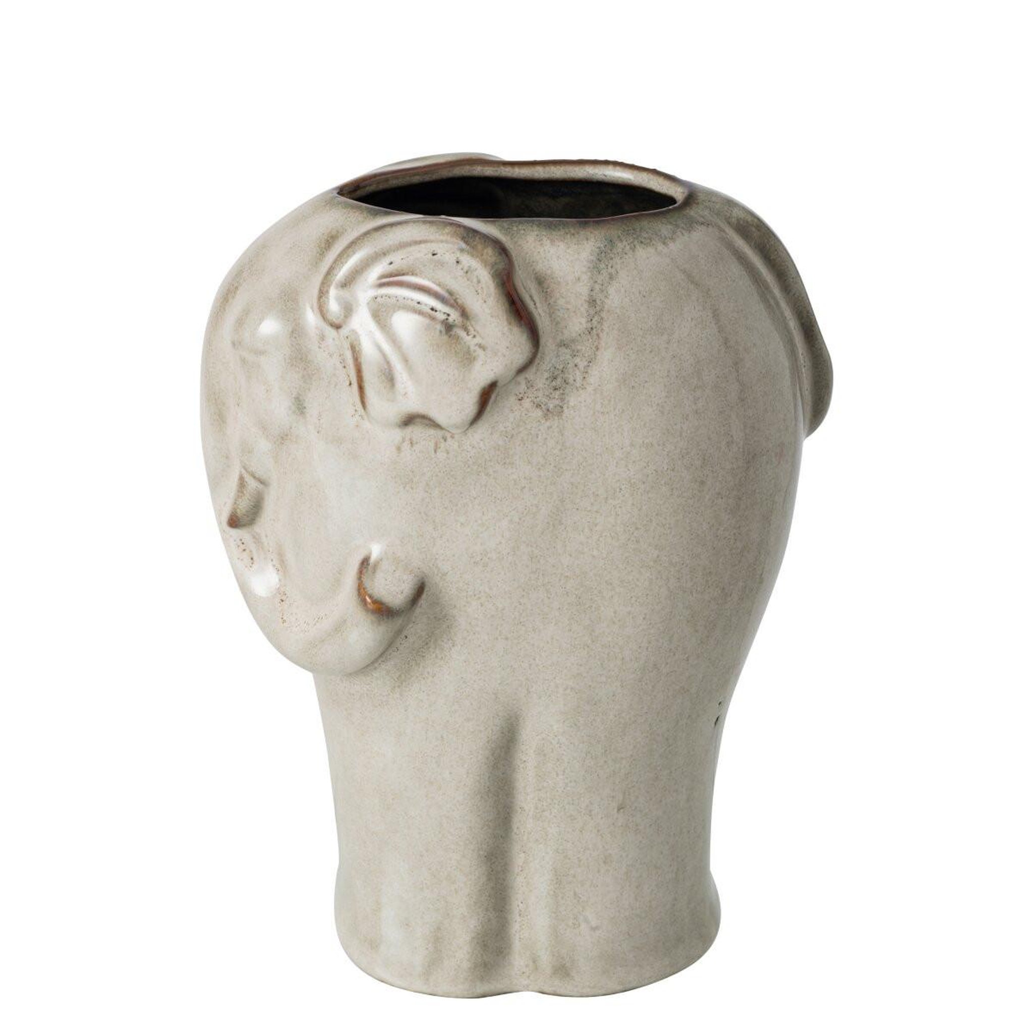 Voir la diapositive 2 : J-LINE Cache-Pot Éléphant en Porcelaine  Maren  20cm Gris Vert