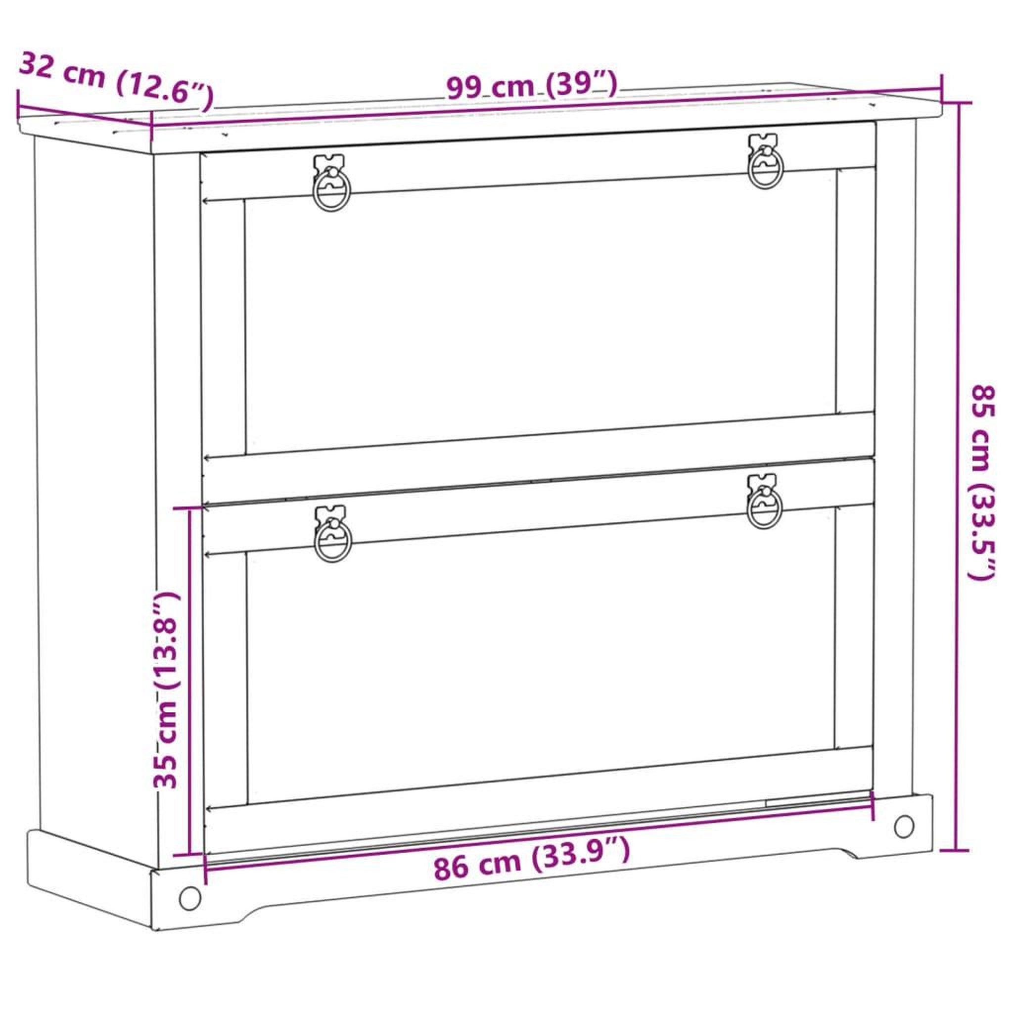 Voir la diapositive 6 : VIDAXL Armoire a chaussures  99x32x85 cm bois de pin massif