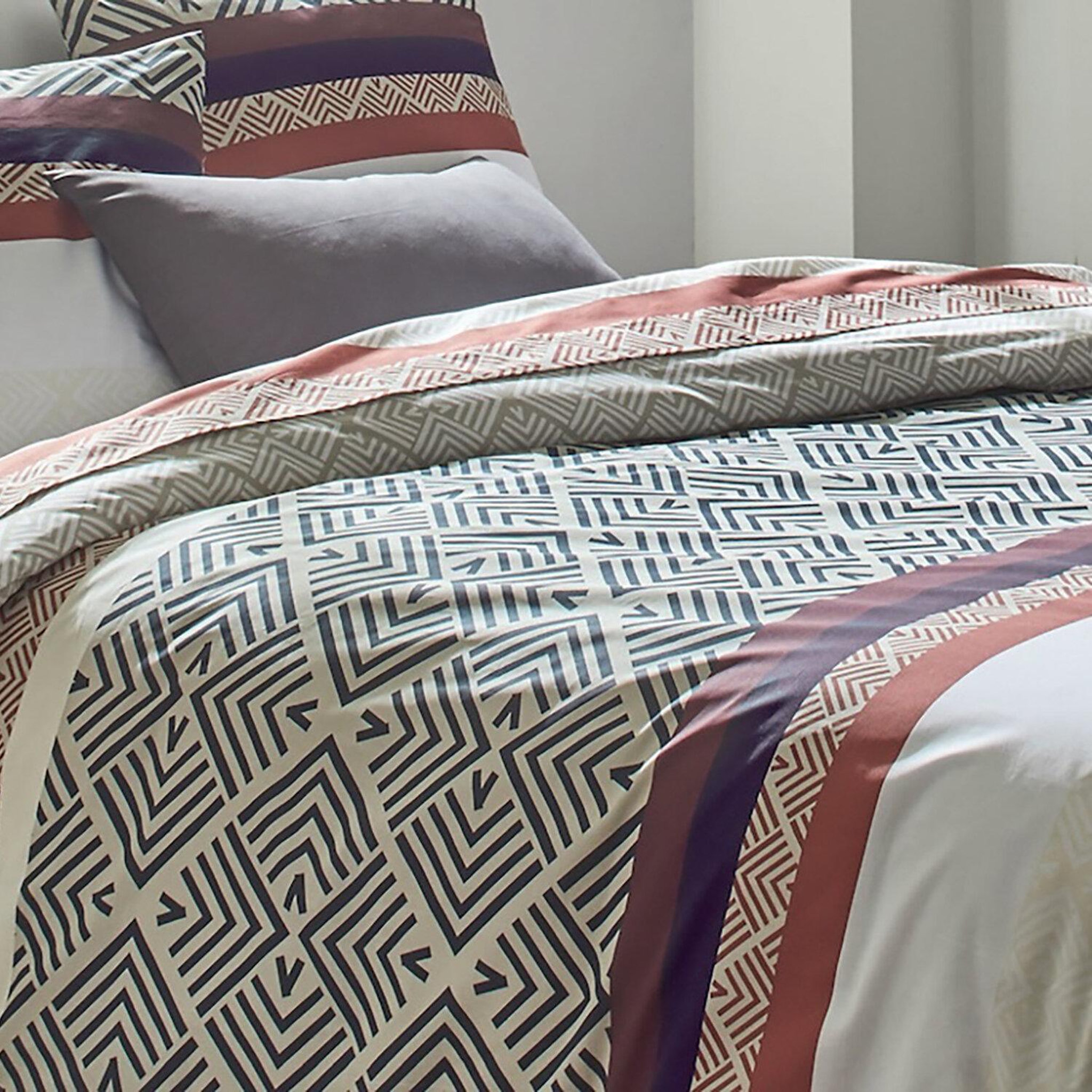 Voir la diapositive 3 : Home collection Parure de couette 3 pcs 260x240cm 100% coton 57 fils raysme