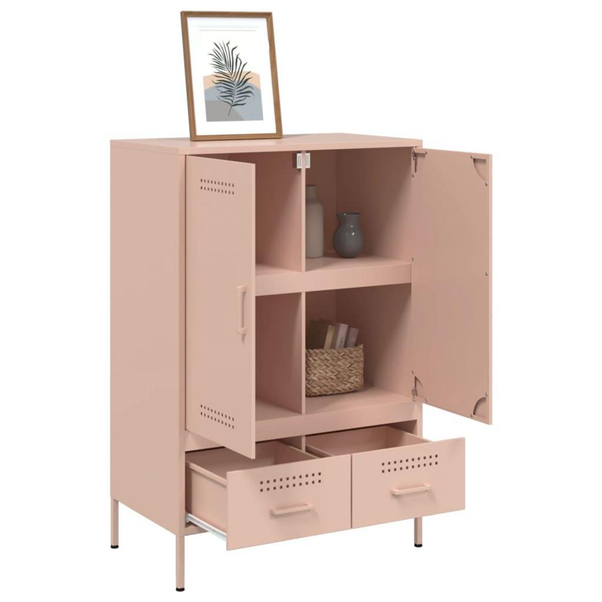 VIDAXL Buffet haut rose 68x39x101,5 cm acier