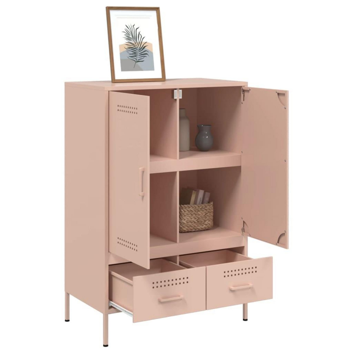 VIDAXL Buffet haut rose 68x39x101,5 cm acier