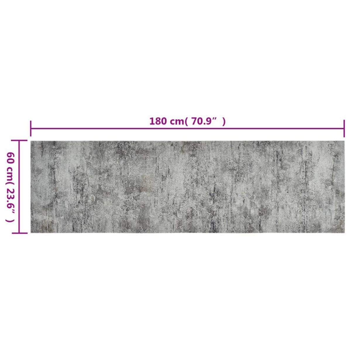 VIDAXL Tapis de cuisine lavable impression beton 60x180 cm velours