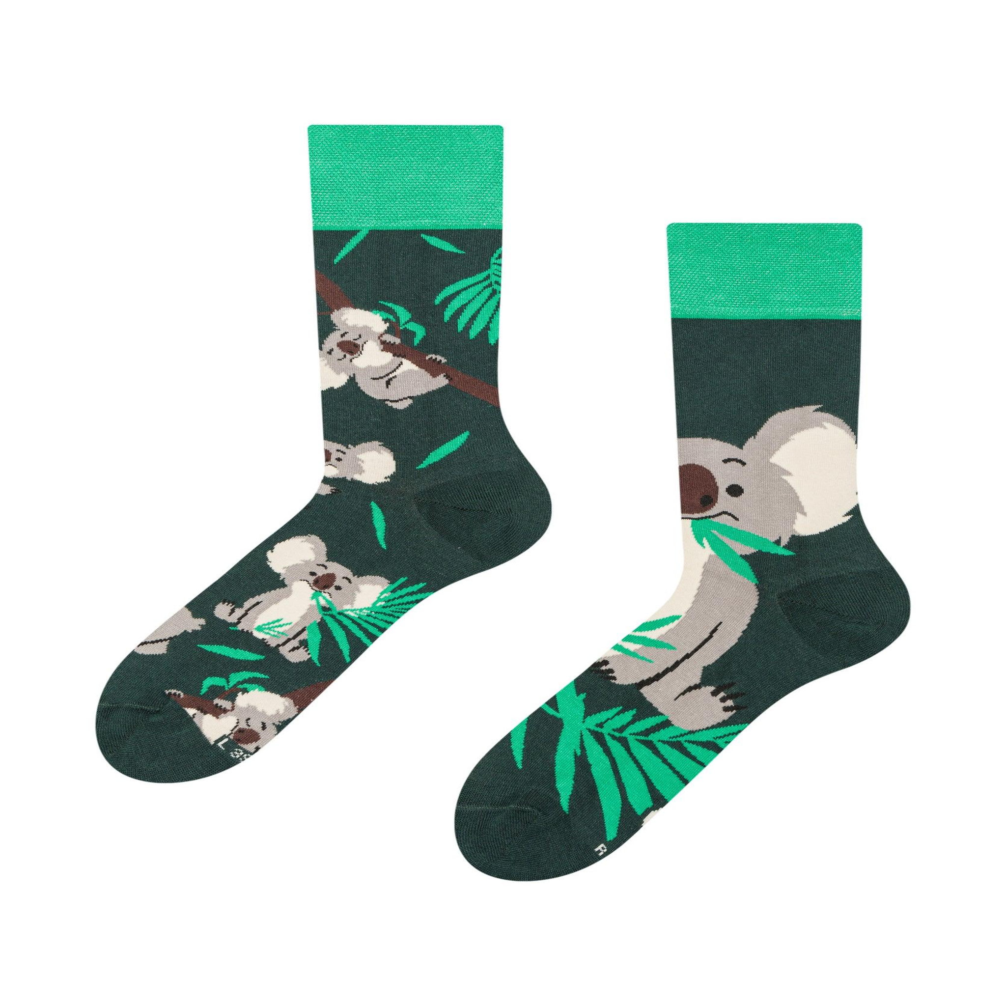 DEDOLES Chaussettes koala & feuilles. Coloris disponibles : Vert