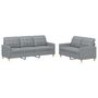 Voir la diapositive 2 : VIDAXL Ensemble de canapes 2 pcs avec coussins Gris clair Tissu