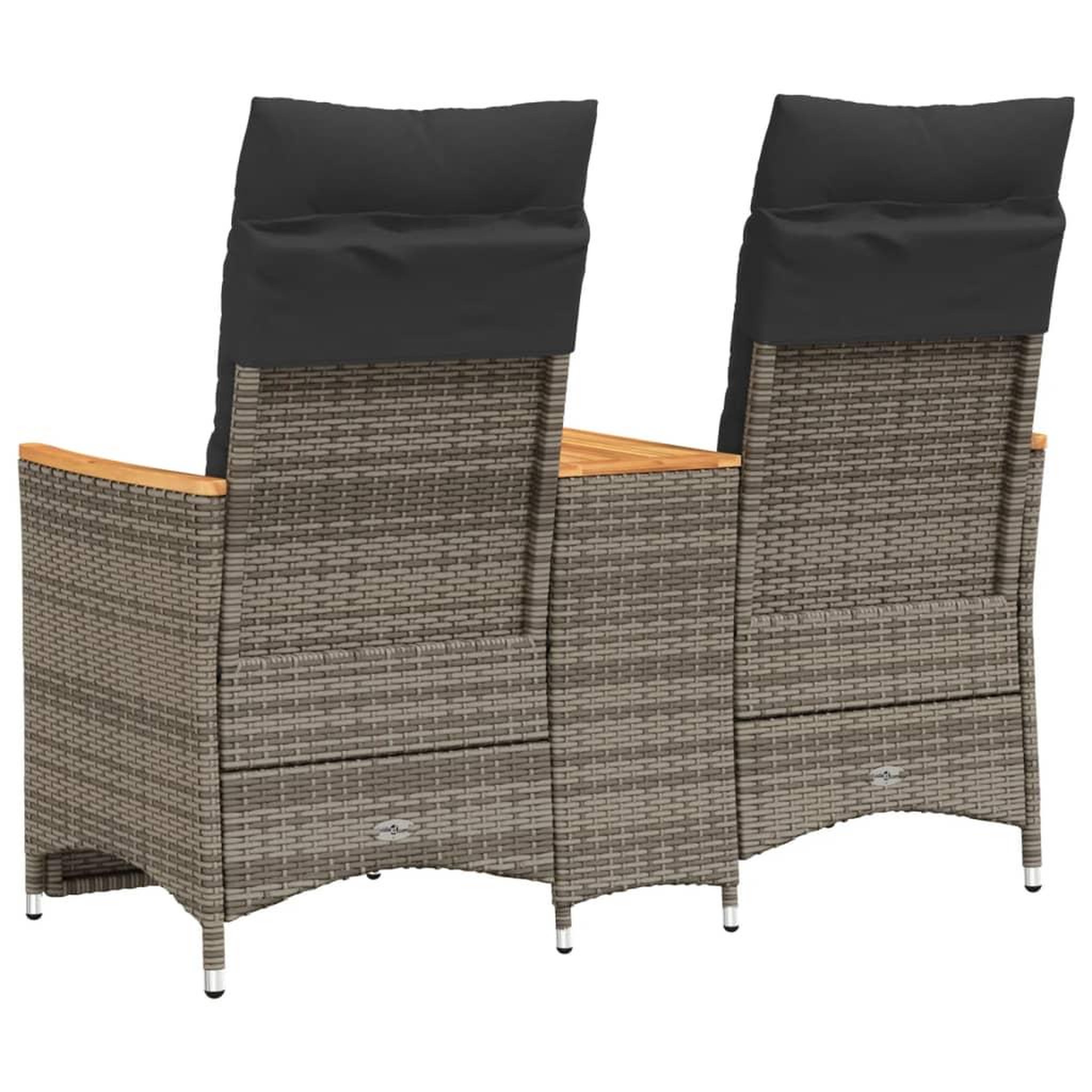 Voir la diapositive 5 : VIDAXL Canape de jardin inclinable 2 places avec table gris poly rotin