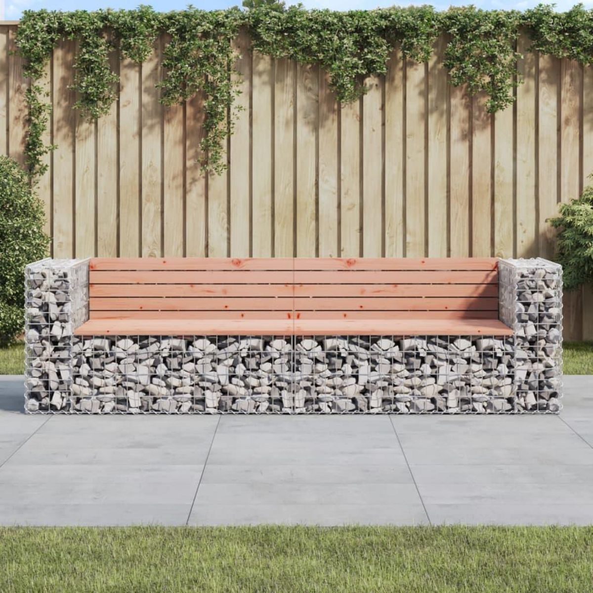 VIDAXL Banc de jardin design gabion 244x71x65,5 cm bois massif douglas