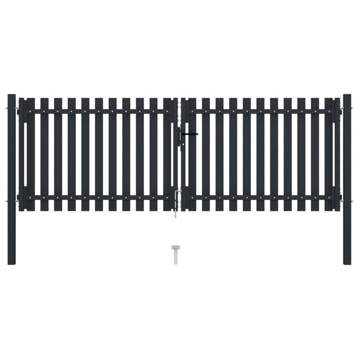 VIDAXL Portail de cloture a double porte Acier 306x125 cm Anthracite