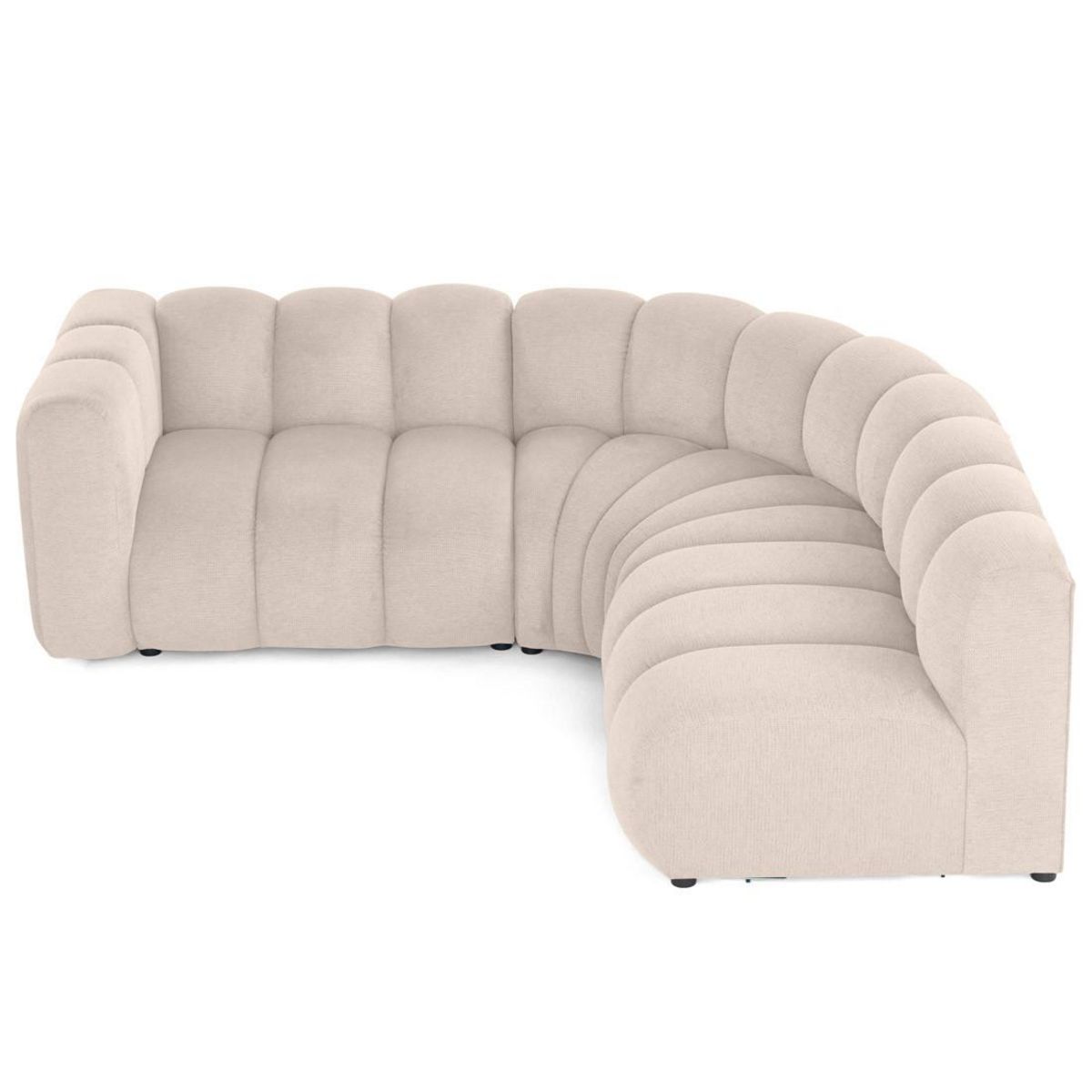 LISA DESIGN Debbie - canapé modulable d'angle droit 4 places avec accoudoir en tissu texturé