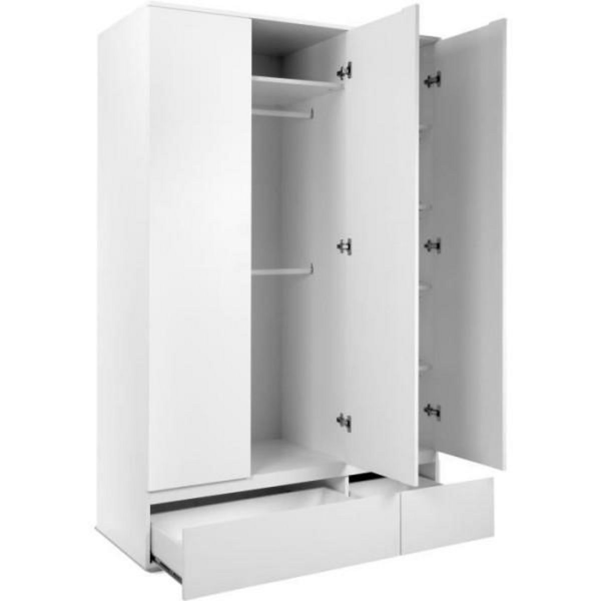 MARKET24 Armoire IMAGE 60B - Décor blanc mat - 3 portes + 2 tiroirs - L121,6 x H191 x P55 cm