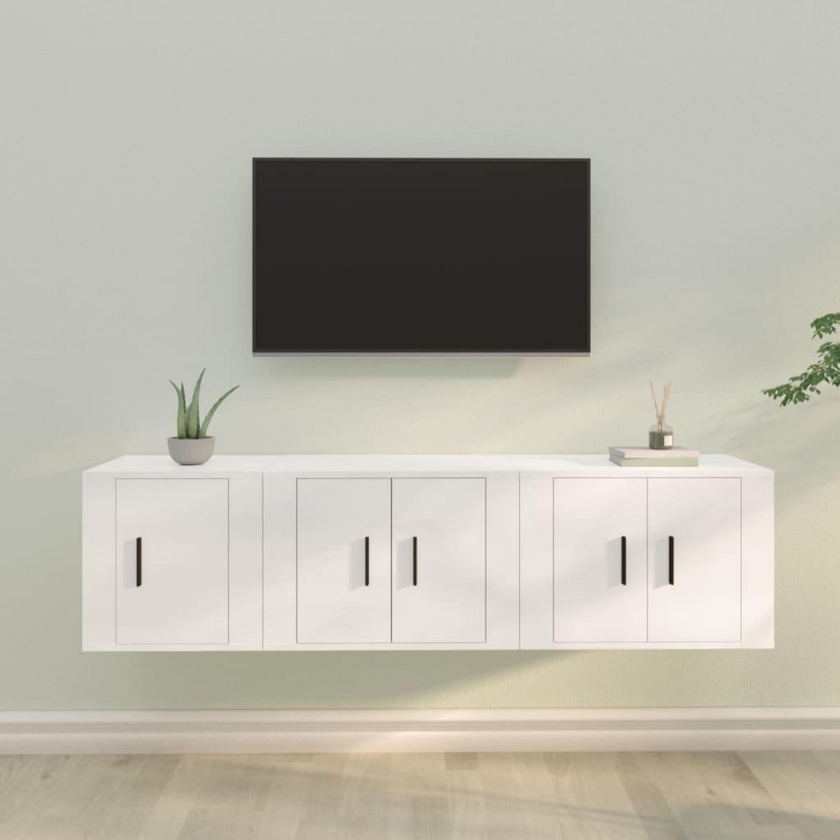 VIDAXL Ensemble de meubles TV 3 pcs Blanc Bois d'ingenierie