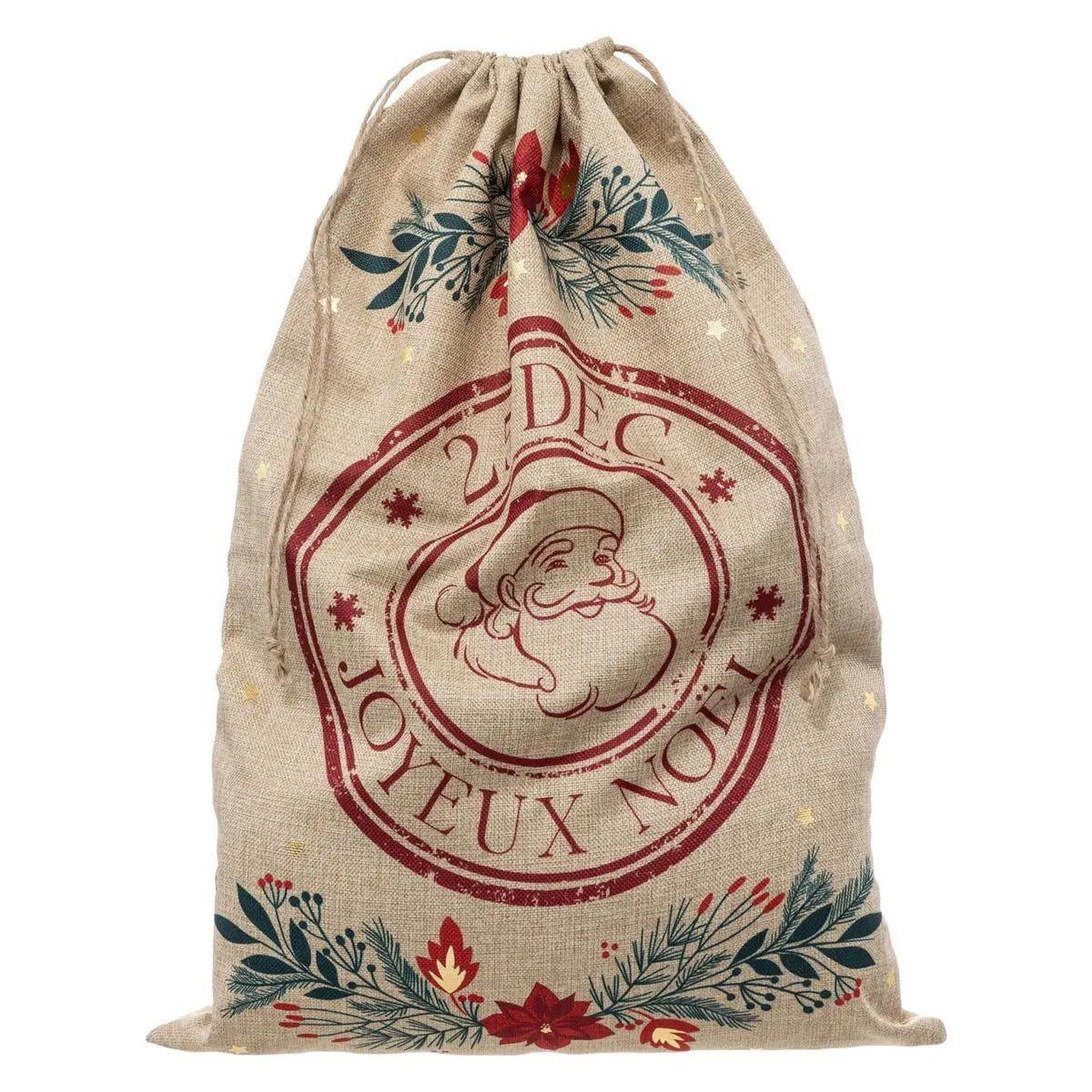 Voir la diapositive 2 : ATMOSPHERA Hotte de noël imprimée  soir 70cm beige & rouge
