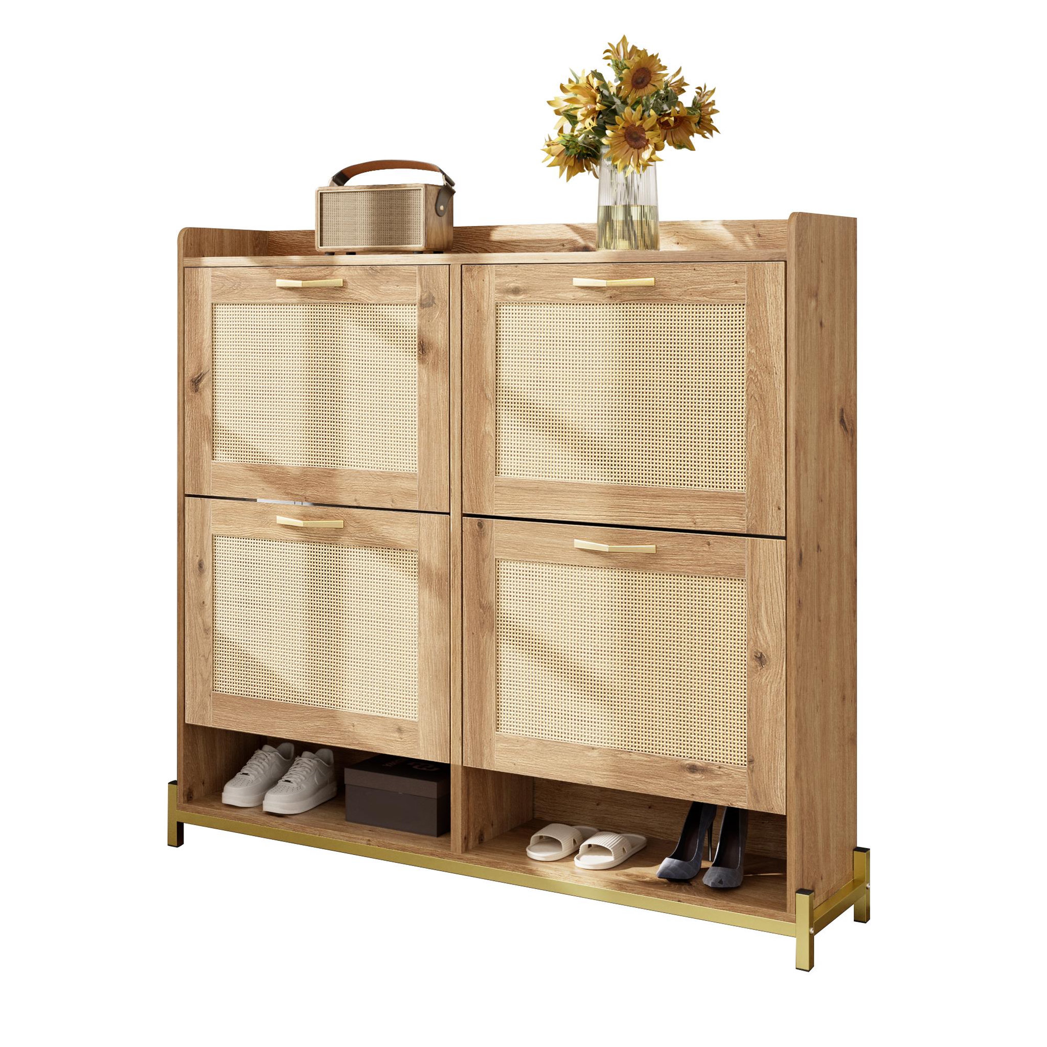 MERAX Meuble à chaussures 20 paires 4 étagères coloris naturel mdf