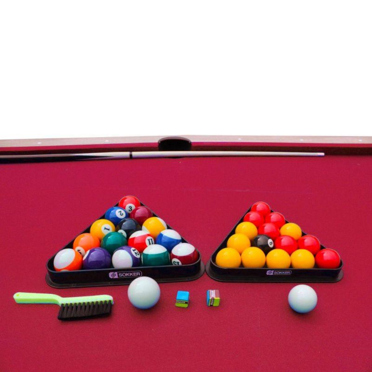 SOKKER Billard Américain convertible table 4 places KITBILL 5FT - 183 x 102 x 78 cm Plateau dînatoire et accessoires inclus - Beige