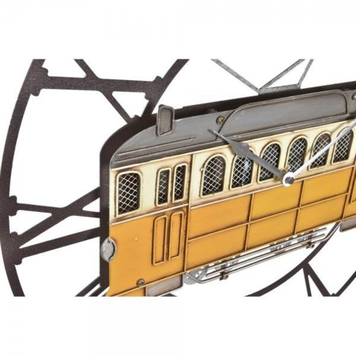 AAAAA Horloge Murale DKD Home Decor 49,5 x 3,5 x 48 cm Métal Vert Jaune Vintage Train (2 Unités)