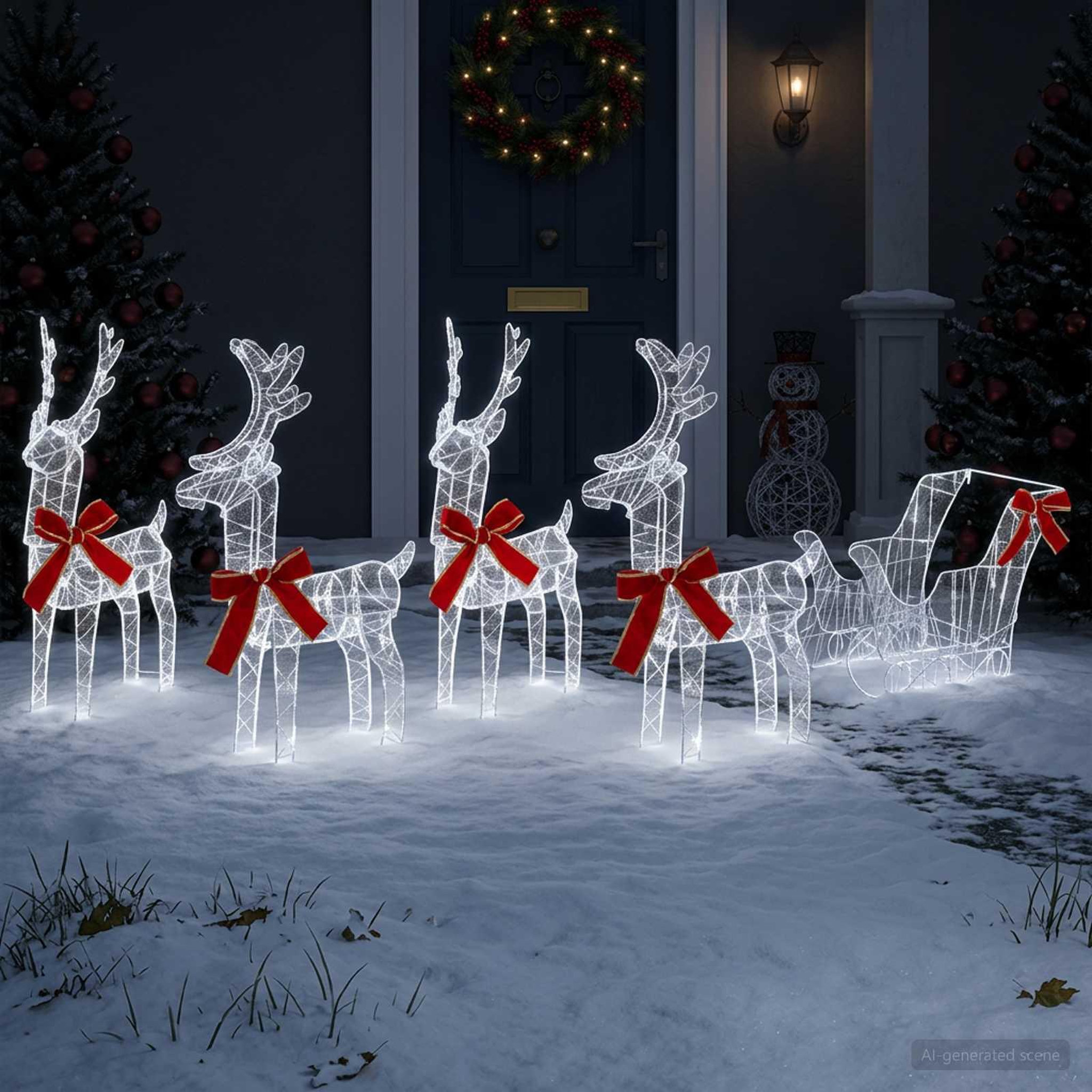 Voir la diapositive 2 : VIDAXL Renne de Noël avec traîneau 5 pc 580 LED Blanc froid