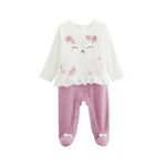 Petit Béguin Pyjama bébé en velours Louisa. Coloris disponibles : Rose