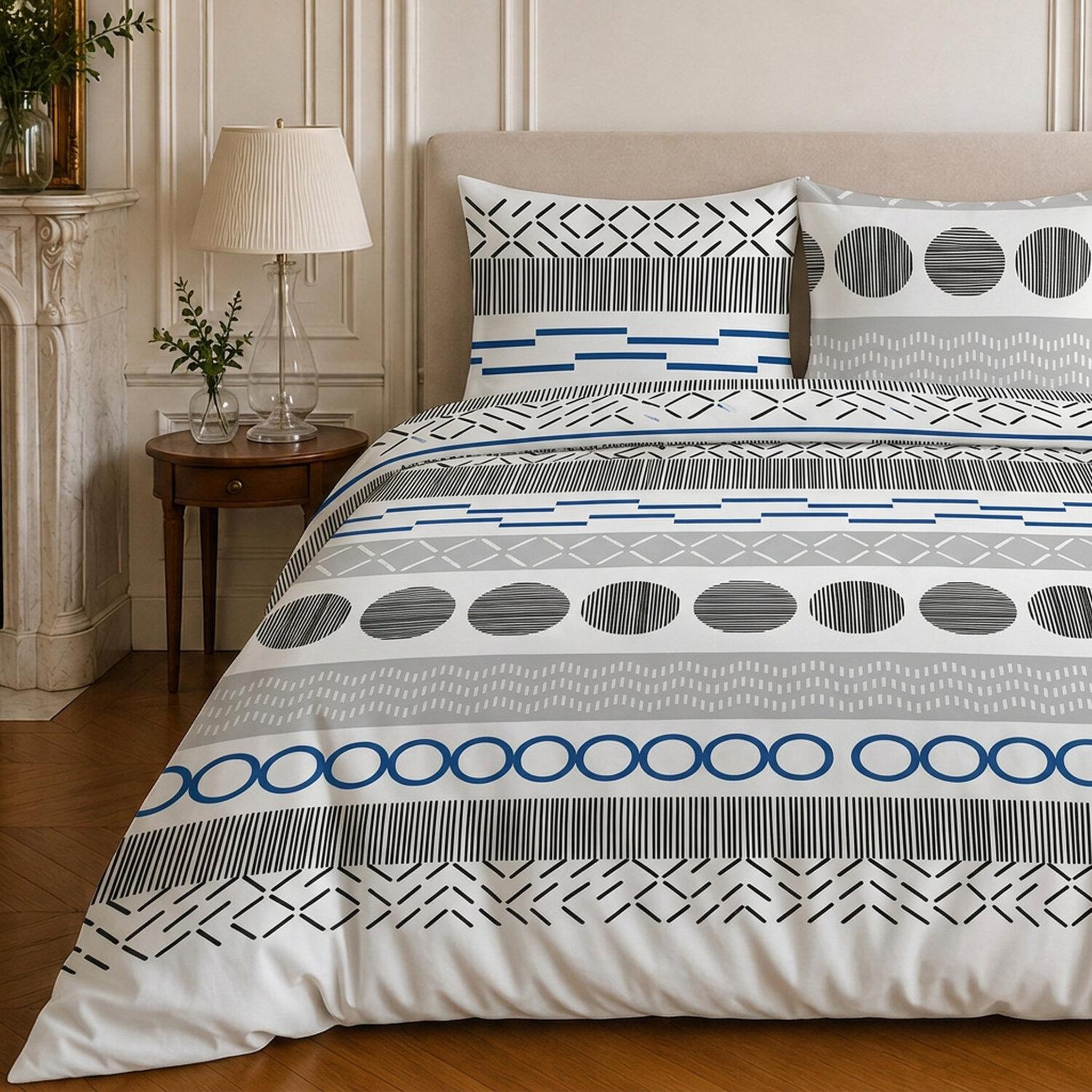 Voir la diapositive 3 : Home collection Parure housse de couette imprimée 100% microfibre - vague - 220x240 cm