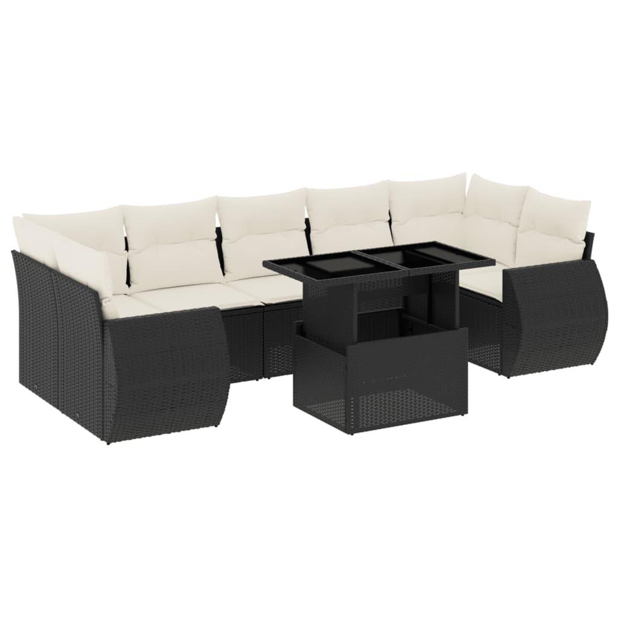 Voir la diapositive 2 : VIDAXL Salon de jardin 8 pcs avec coussins noir resine tressee