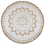 VIDAXL Tapis de sol Jute tressee imprimee 240 cm Rond