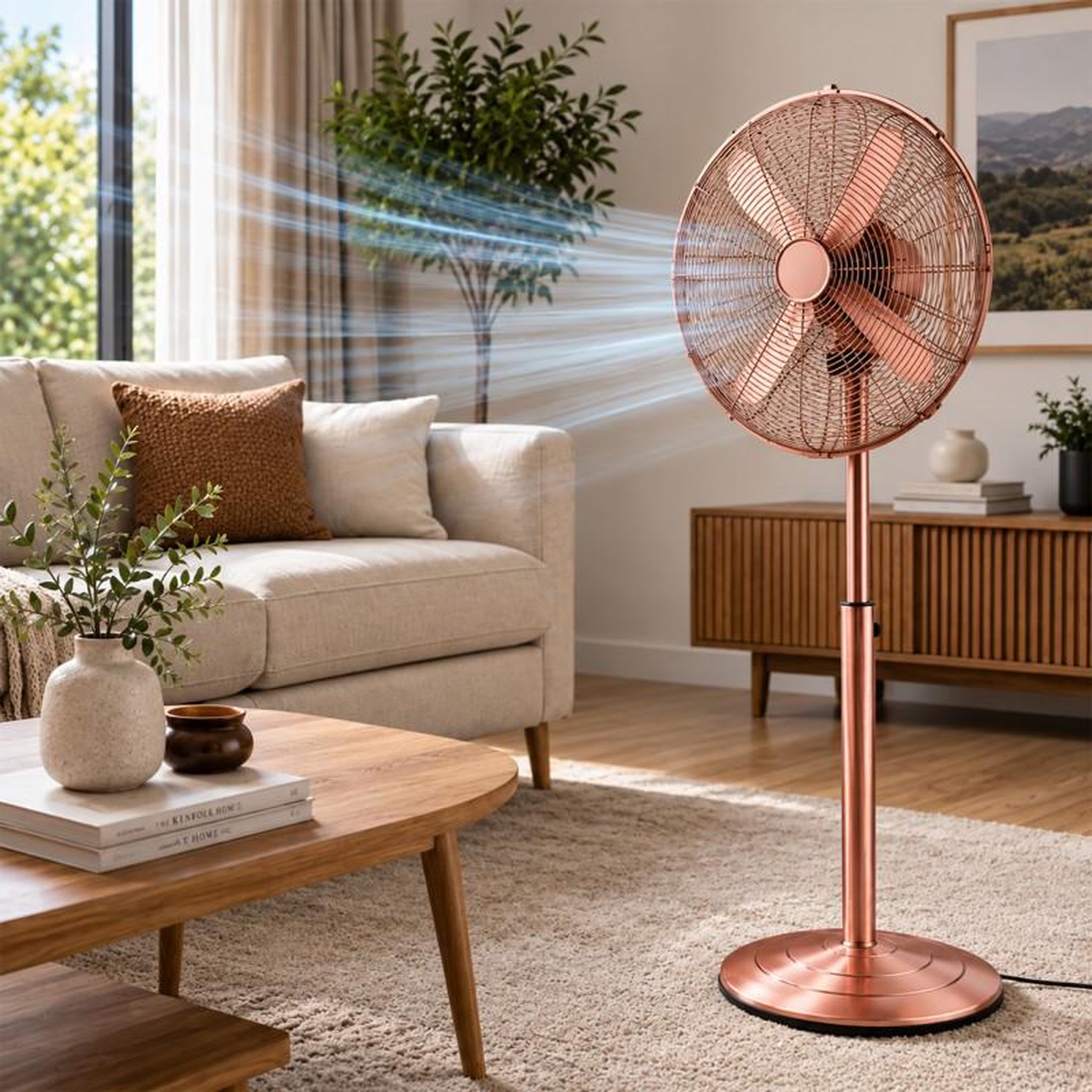 Voir la diapositive 2 : Ventilateur Sur Base Vintage En Métal 40 Cm – Bronze