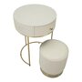 Voir la diapositive 5 : Paris Prix Table de Chevet Avec Pouf  Sharon  70cm Blanc & Or