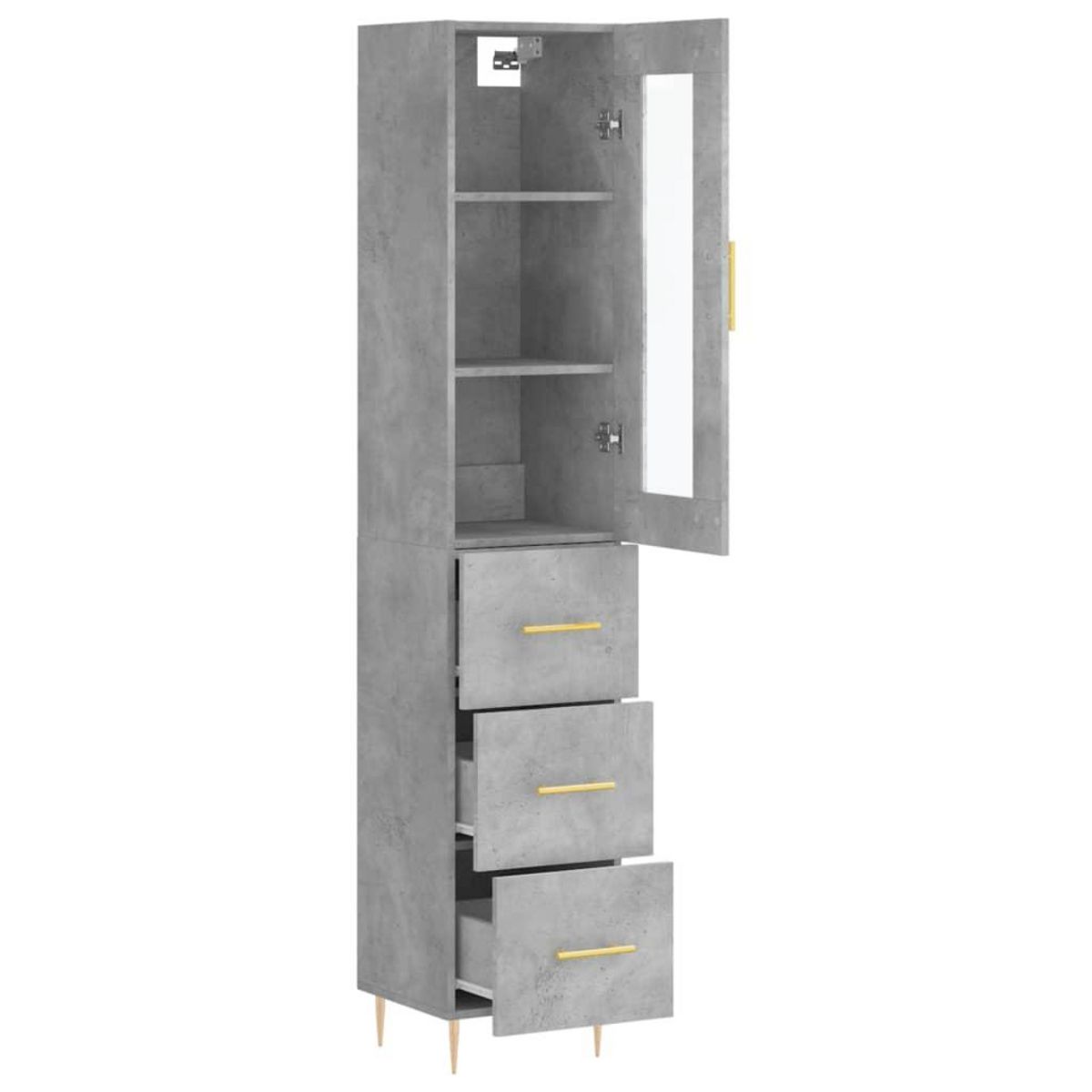 VIDAXL Buffet haut Gris beton 34,5x34x180 cm Bois d'ingenierie