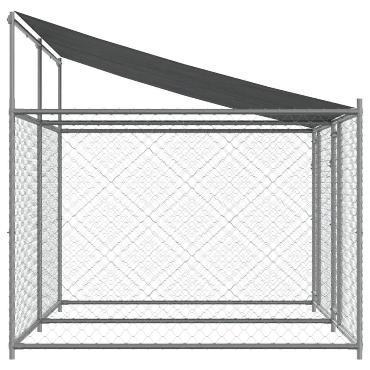 VIDAXL Cage pour chien avec toit et portes gris 4x2x2m acier galvanise