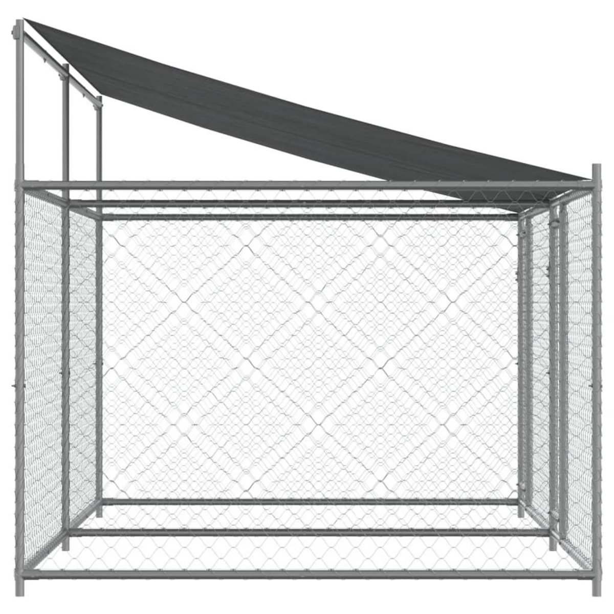 VIDAXL Cage pour chien avec toit et portes gris 4x2x2m acier galvanise