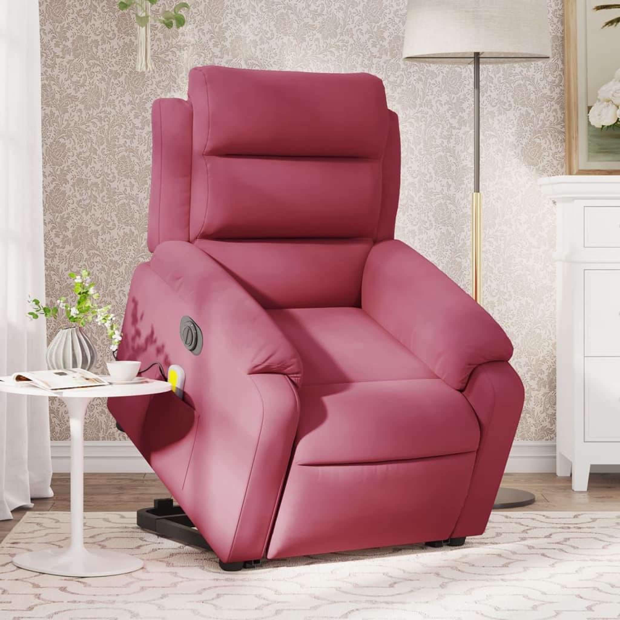 VIDAXL Fauteuil inclinable de massage electrique rouge bordeaux