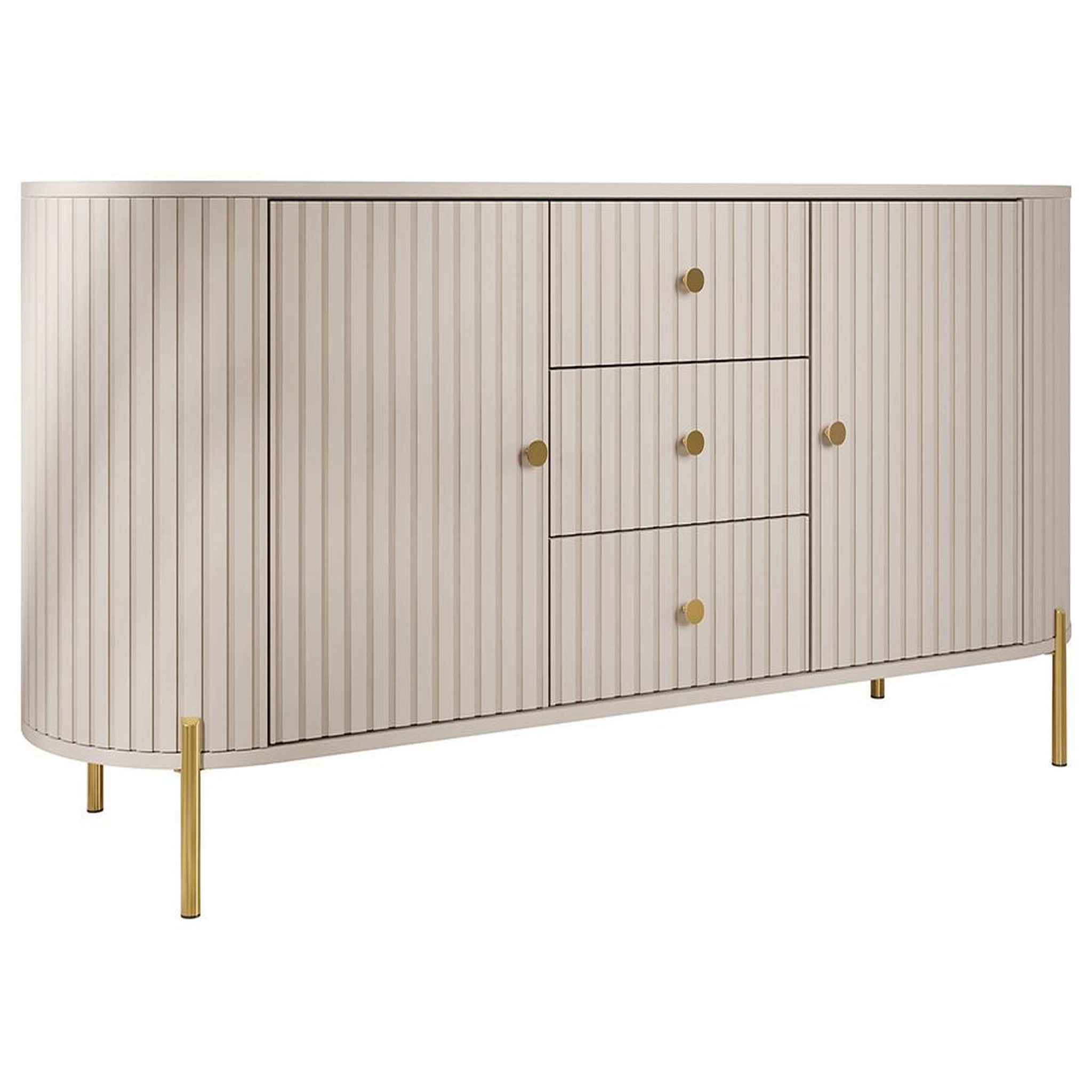 Voir la diapositive 1 : BEST MOBILIER Jaime - buffet bas 178 cm - 3 tiroirs, 2 portes et 2 étagères