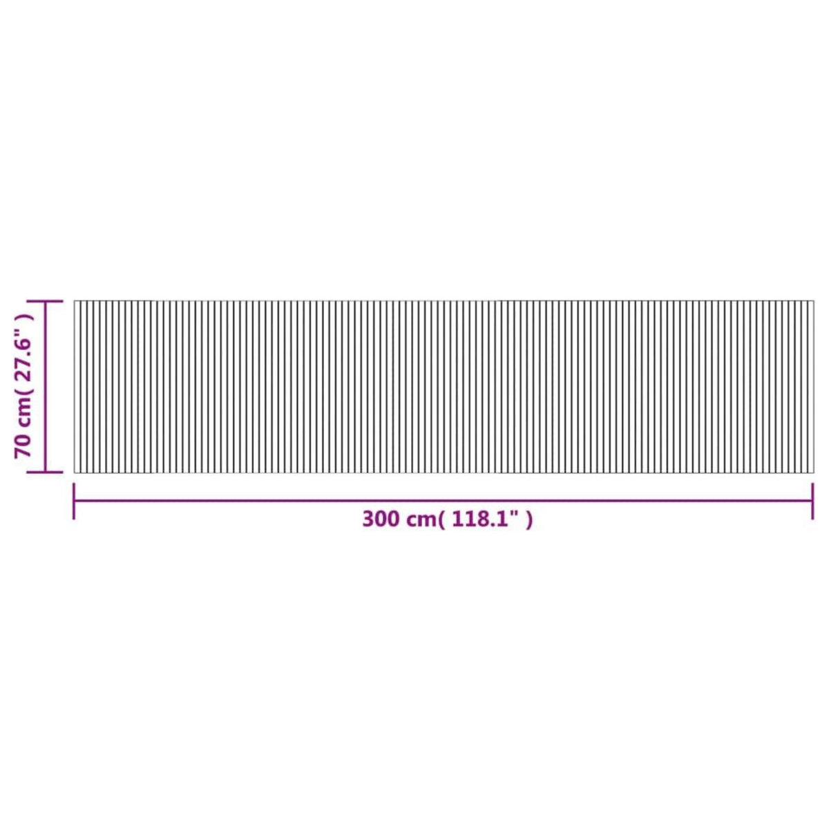 VIDAXL Tapis rectangulaire gris 70x300 cm bambou