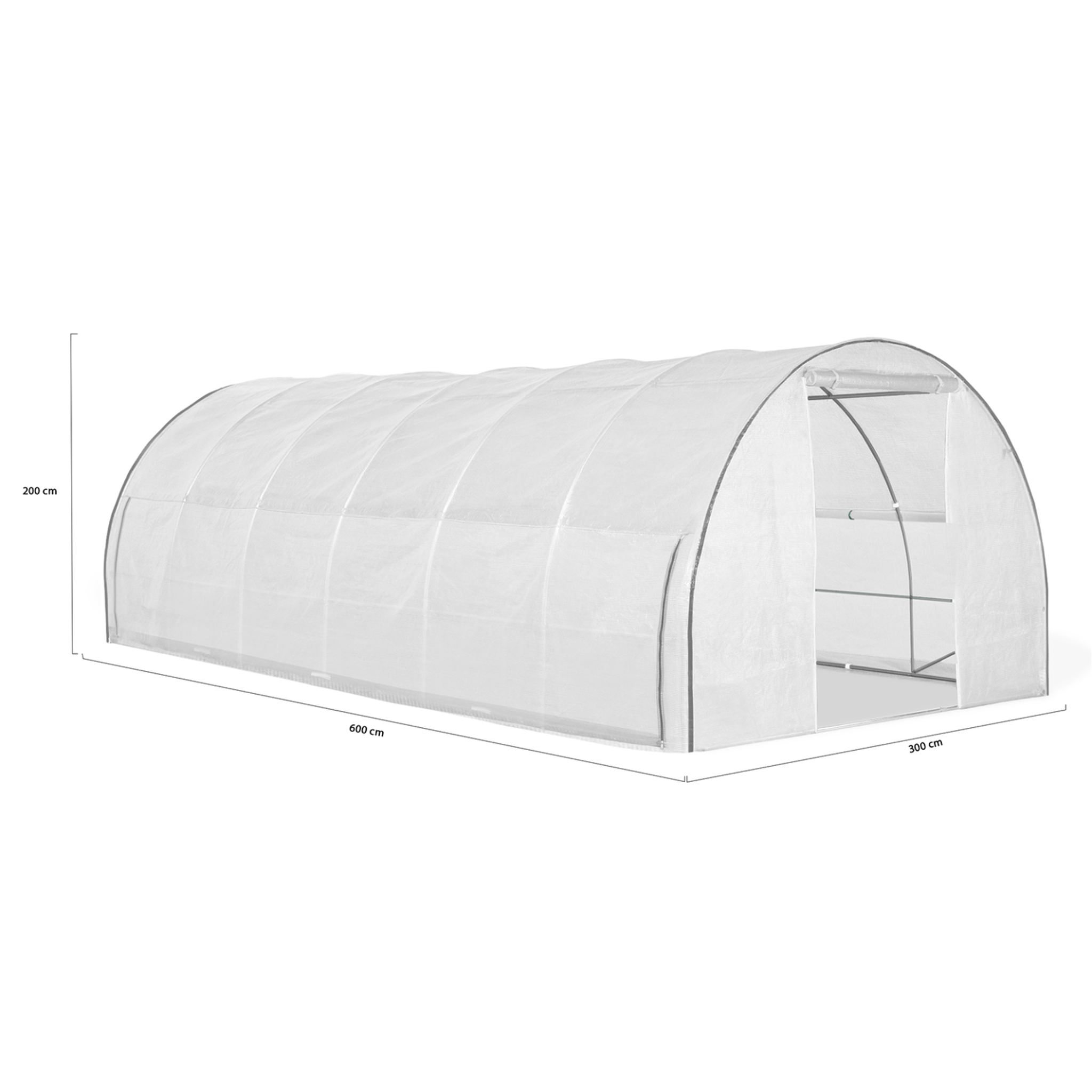 Voir la diapositive 5 : ID MARKET Serre de jardin tunnel 18m² 6 x 3 x 2 m acier galvanisé + bâche anti-uv avec porte et fenêtres crimée blanche avec moustiquaire