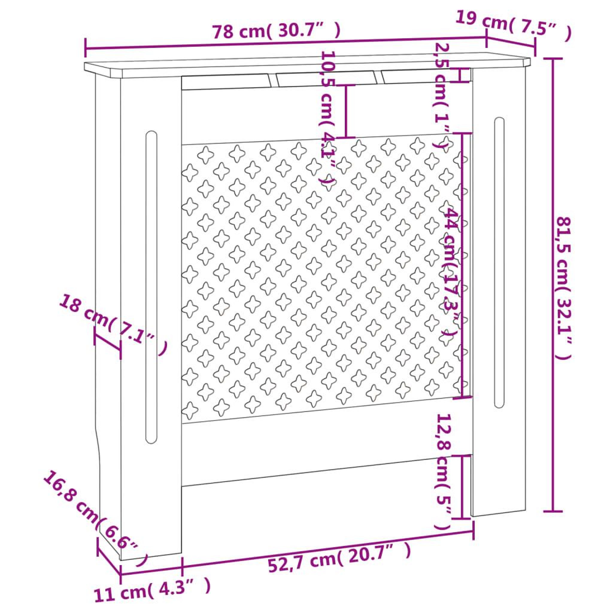 Voir la diapositive 6 : VIDAXL Cache-radiateur MDF 78 cm