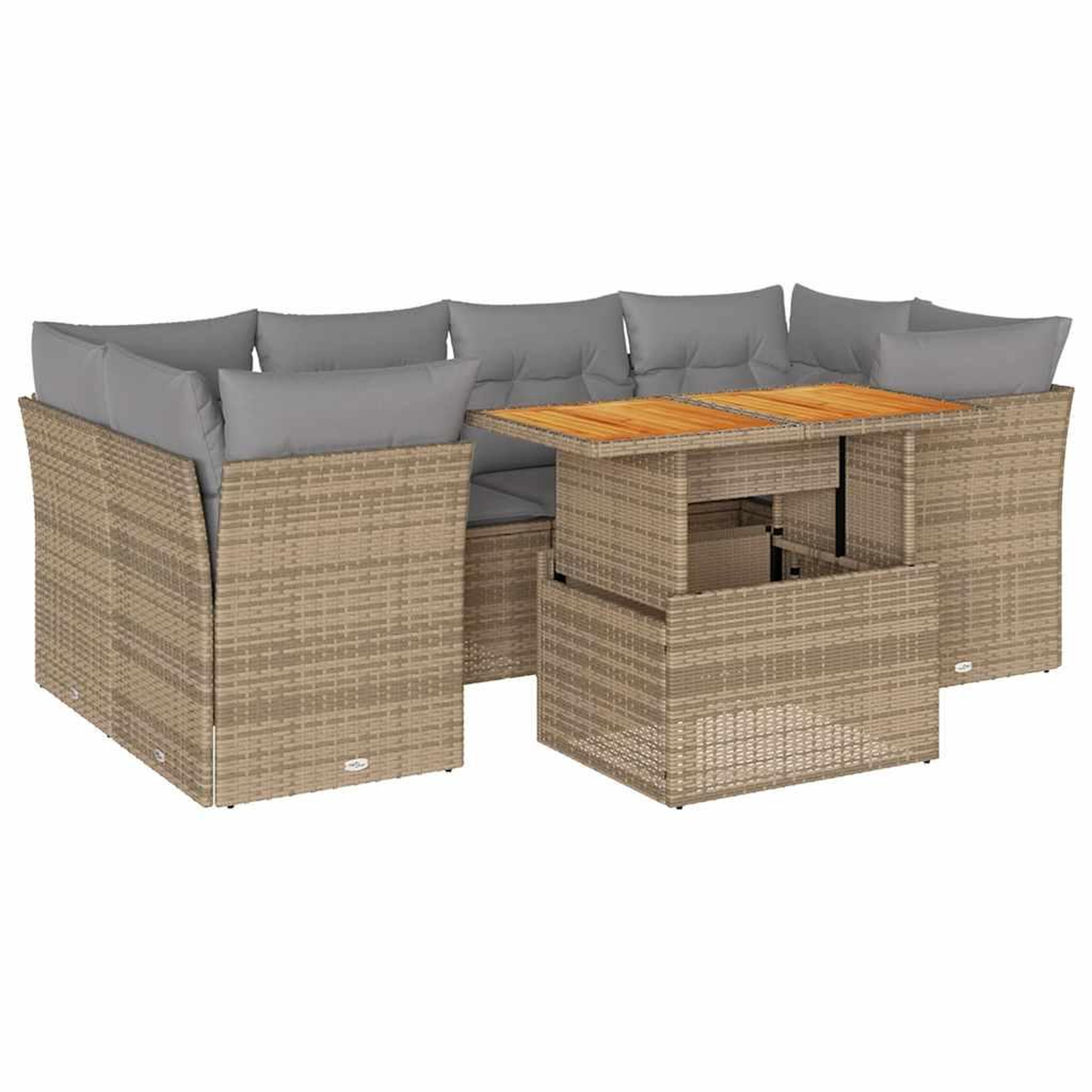 Voir la diapositive 2 : VIDAXL Salon de jardin avec coussins 7 pcs beige resine tressee