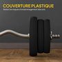 Voir la diapositive 5 : HOMCOM Ensemble d'haltères 25 kg total, barre d'haltère avec disques de poids 5 kg et 2,5 kg, barre longue, avec poignée antidérapante, exercices de fitness entraînement à la maison et gym, noir