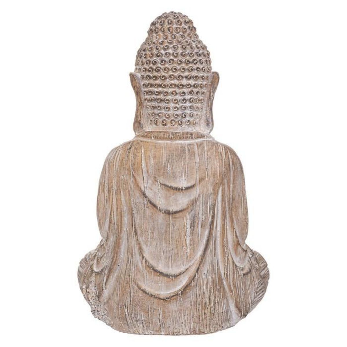 ATMOSPHERA Statuette Déco Bouddha  Effet Bois  45cm Lin