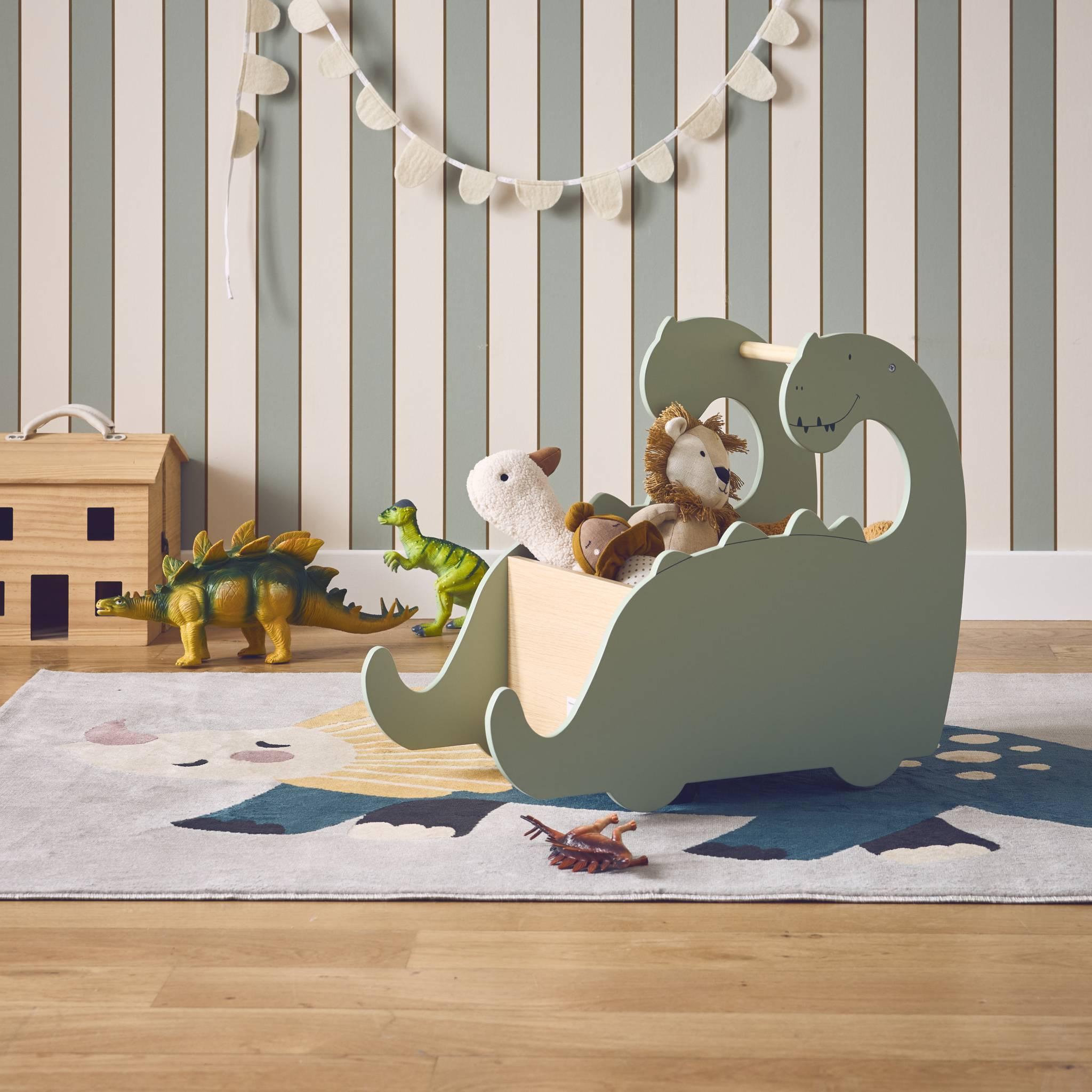 Voir la diapositive 3 : SWEEEK Coffre à jouets avec roulettes. pour enfant dinosaure