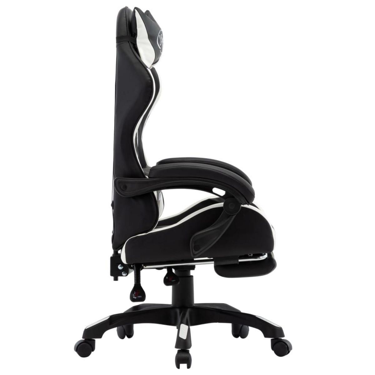 VIDAXL Fauteuil de jeux video et repose-pied Blanc et noir Similicuir