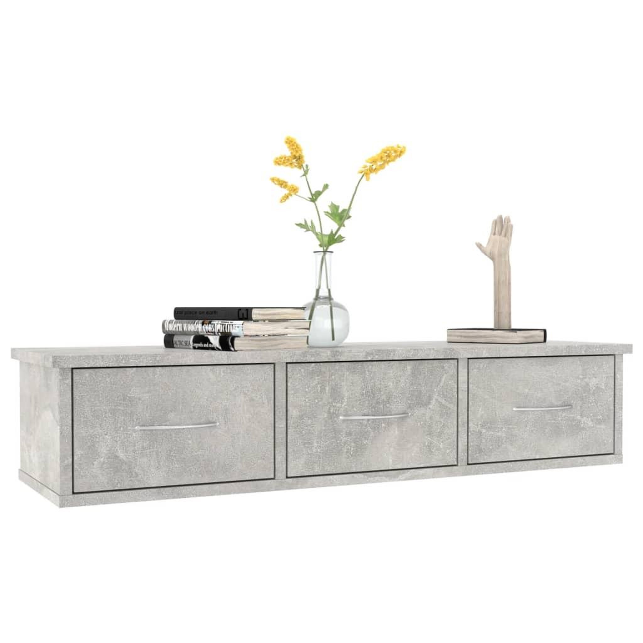 Voir la diapositive 3 : VIDAXL Etagere murale avec tiroirs Gris beton bois d'ingenierie