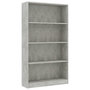 Voir la diapositive 2 : VIDAXL Bibliotheque a 4 niveaux Gris beton 80x24x142cm Bois ingenierie