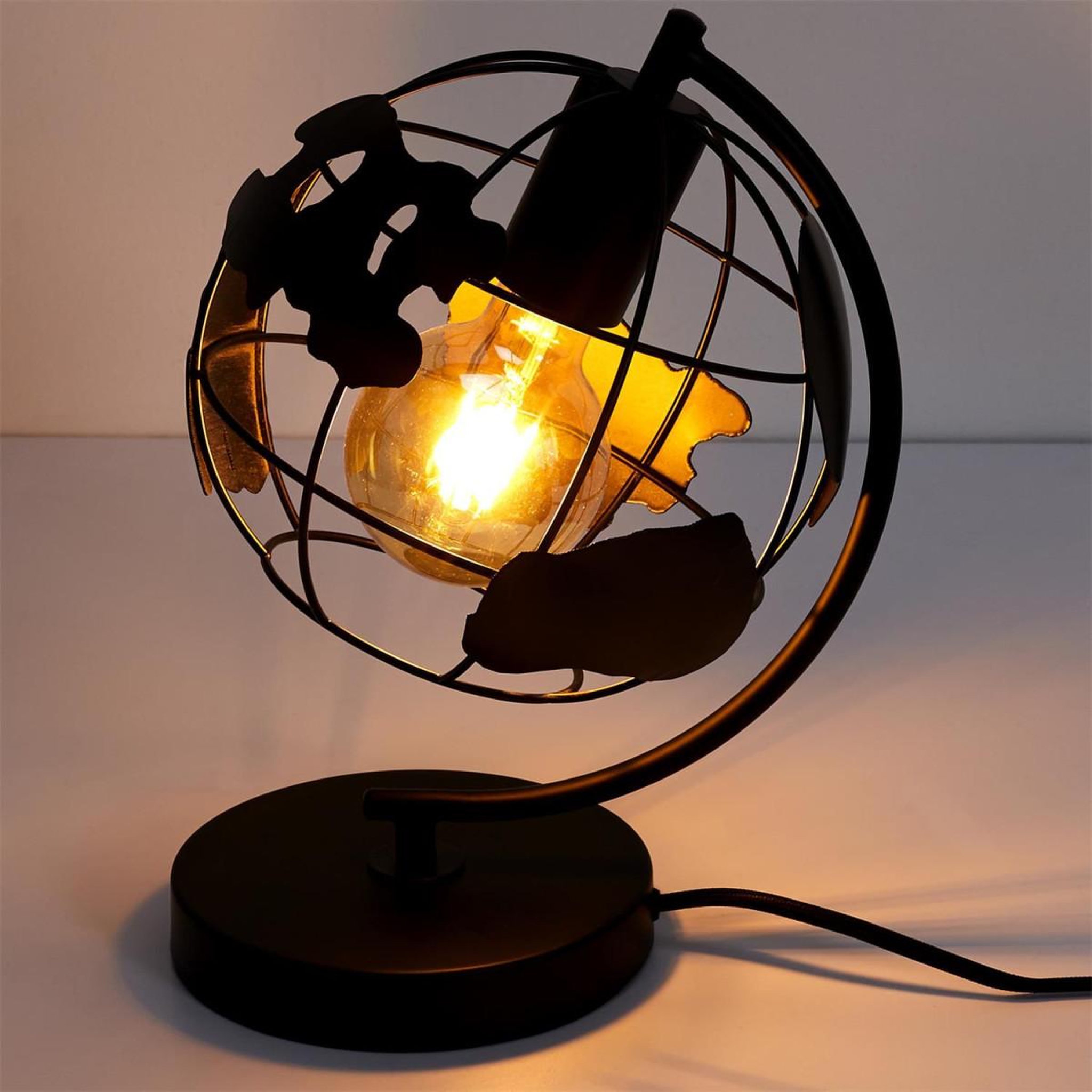 Voir la diapositive 6 : The Home Deco Factory Lampe à poser en métal  globe  26cm noir