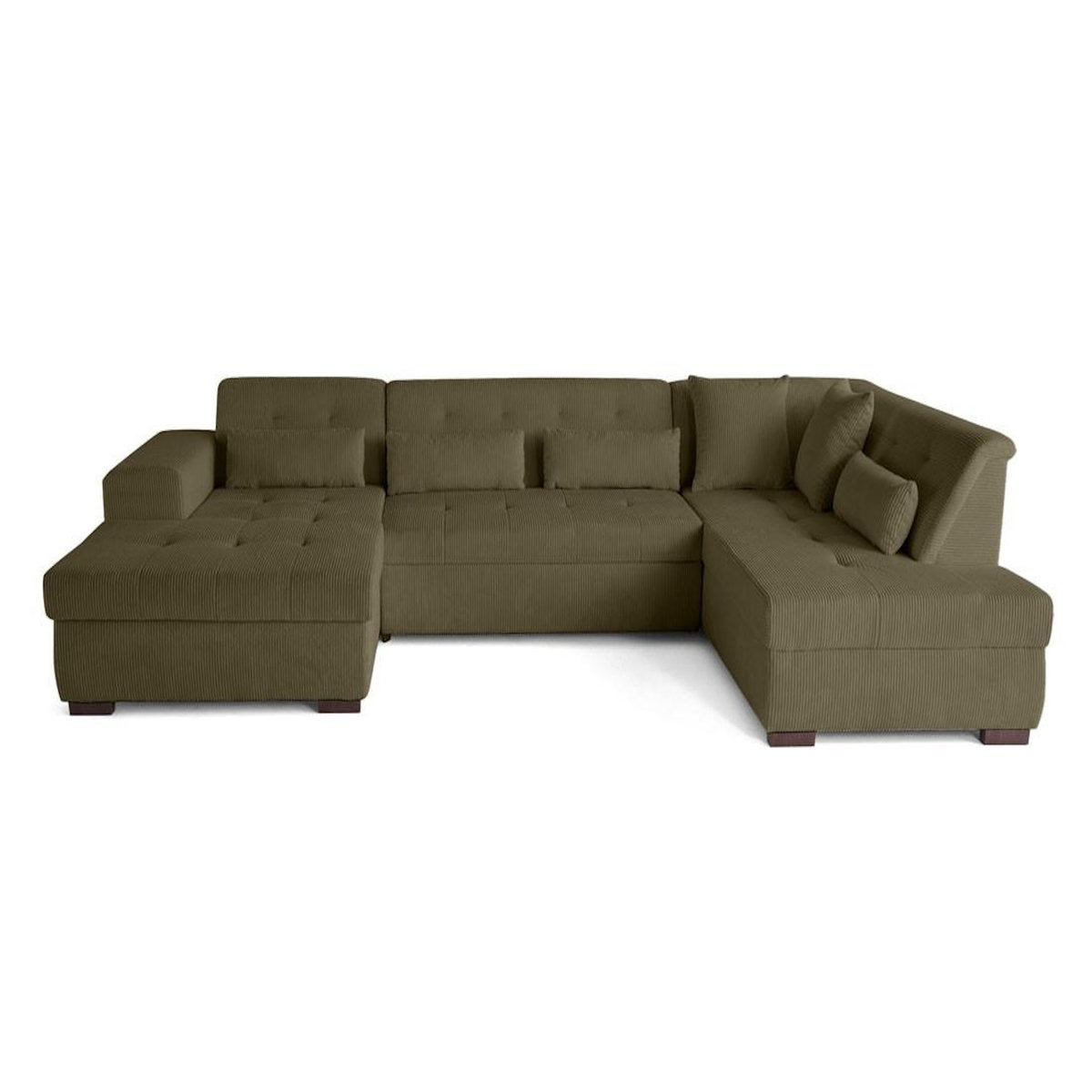 LISA DESIGN Vermont - canapé panoramique d'angle droit - 7 places - convertible avec coffre - en velours côtelé