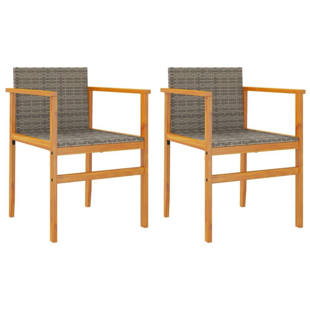 VIDAXL Chaises de jardin lot de 2 gris resine tressee et bois massif