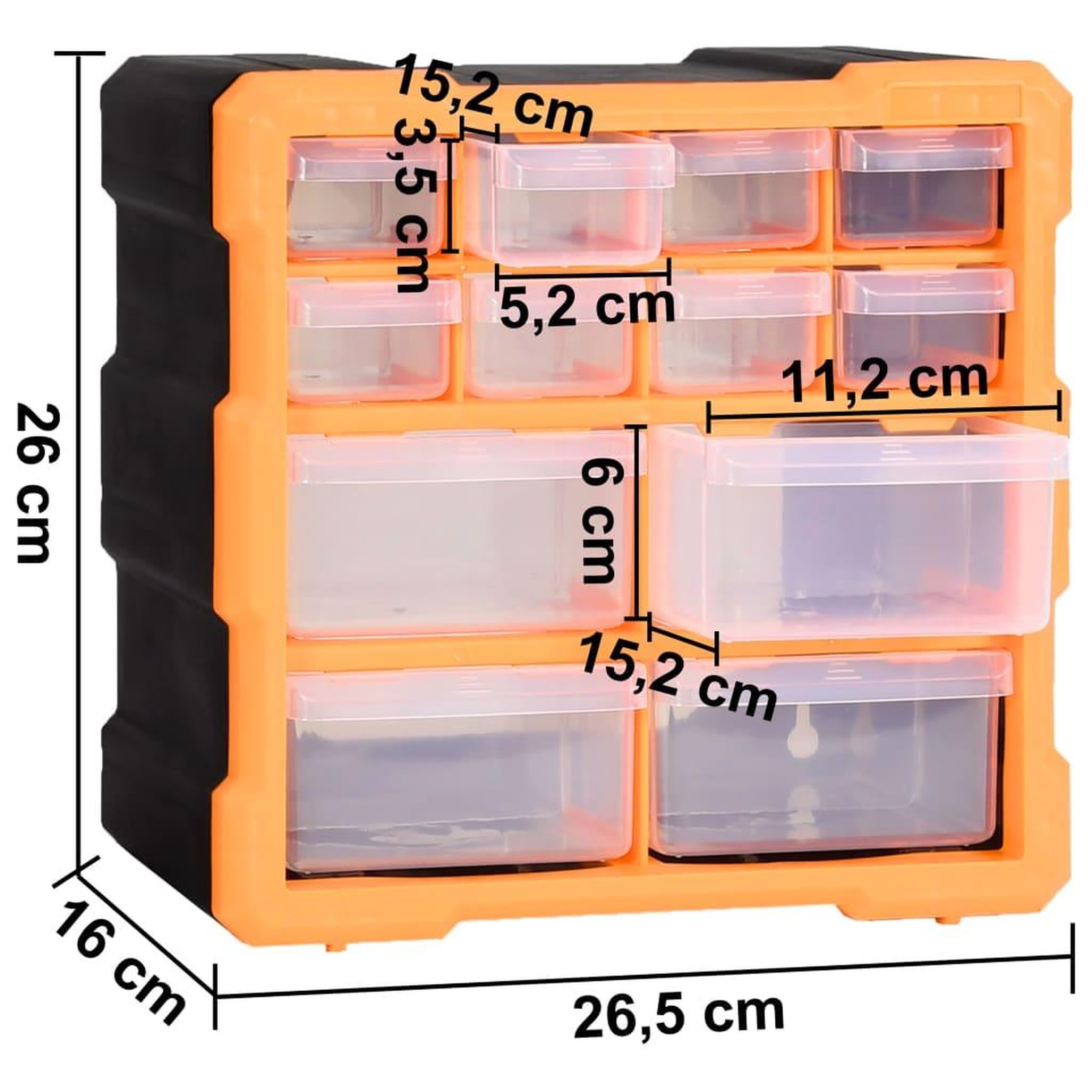 Voir la diapositive 6 : VIDAXL Organisateurs multi-tiroirs avec 12 tiroirs 2 pcs 26,5x16x26 cm