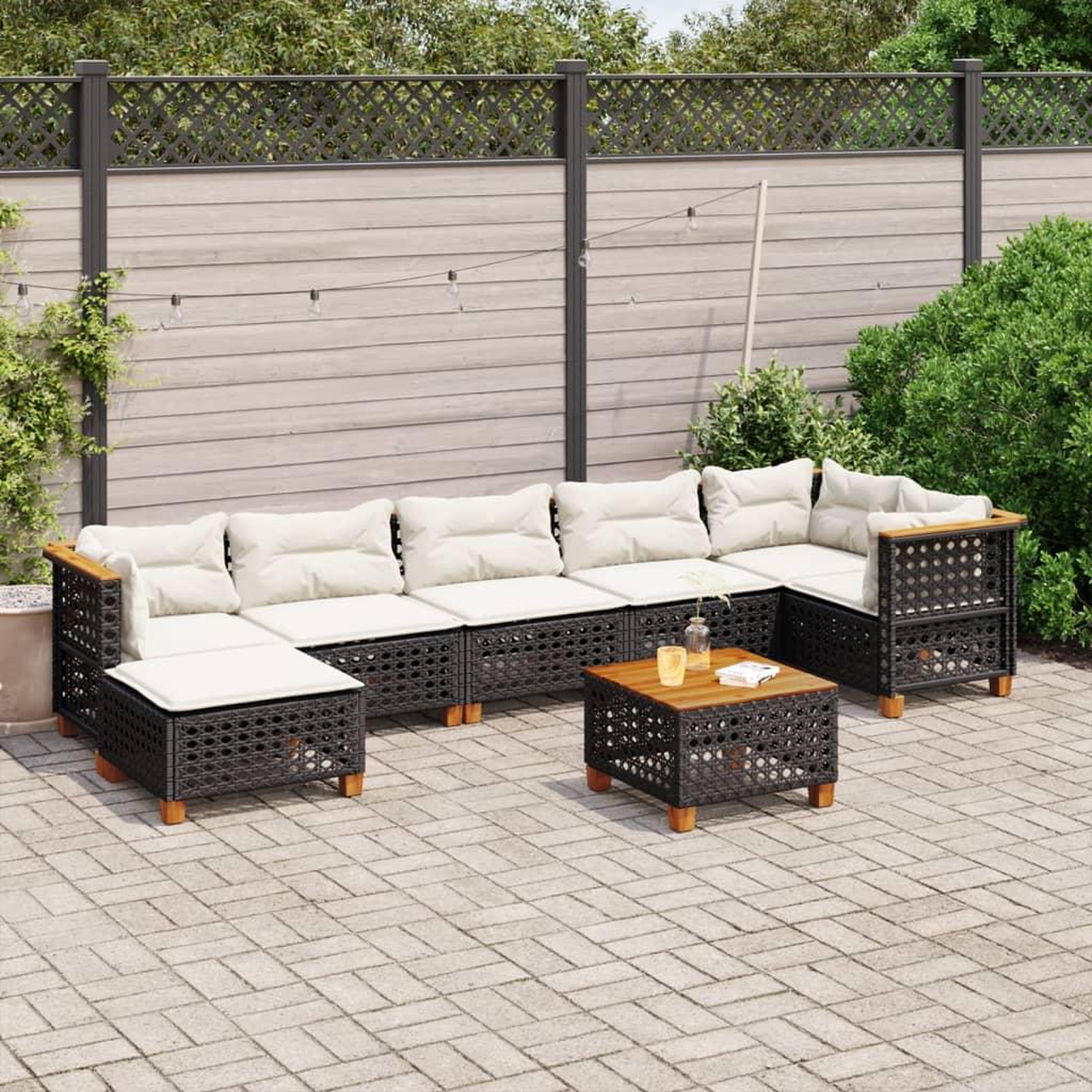 VIDAXL Salon de jardin 8 pcs avec coussins noir resine tressee