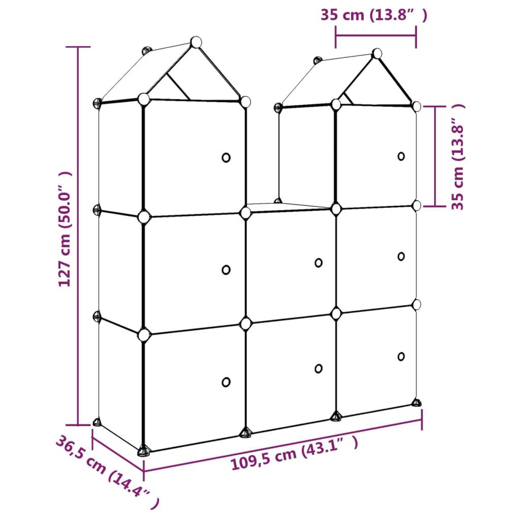 Voir la diapositive 6 : VIDAXL Armoire de rangement pour enfants avec 8 cubes Bleu PP
