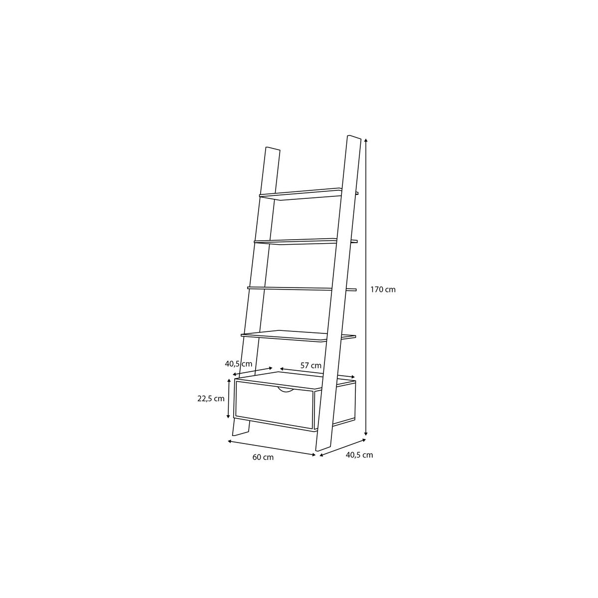 Etagère échelle grand modèle en bois HOUSTON